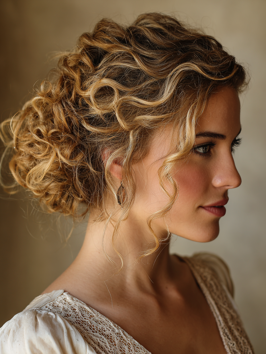 Light Blonde Curly Updo
